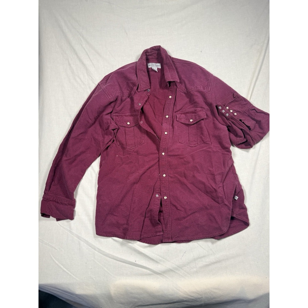 Vintage Moose Creek Western Shirt Mens XL Burgundy Pearl Snap 100% Cotton